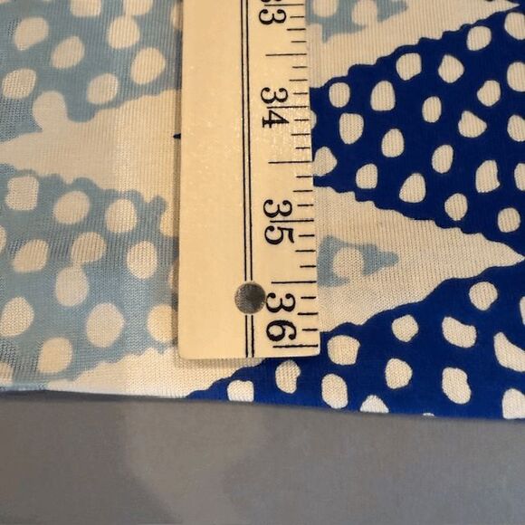 Diane Von Furstenberg Evrin Silk Jersey Pullover Dress Blue White Print Size 6 - Picture 8 of 10